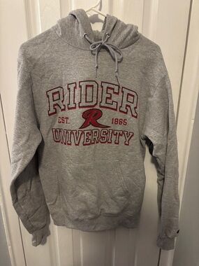 Champion Gray Hoodie with Red Rider University Logo